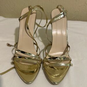 Elegant Gold Strappy Women's Heels